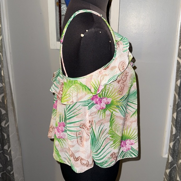 Betsy Johnson Sheer Tropical Print Cami - Picture 5 of 7